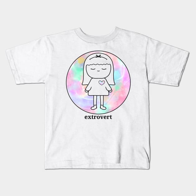 Extrovert Girl Kids T-Shirt by moonlitdoodl